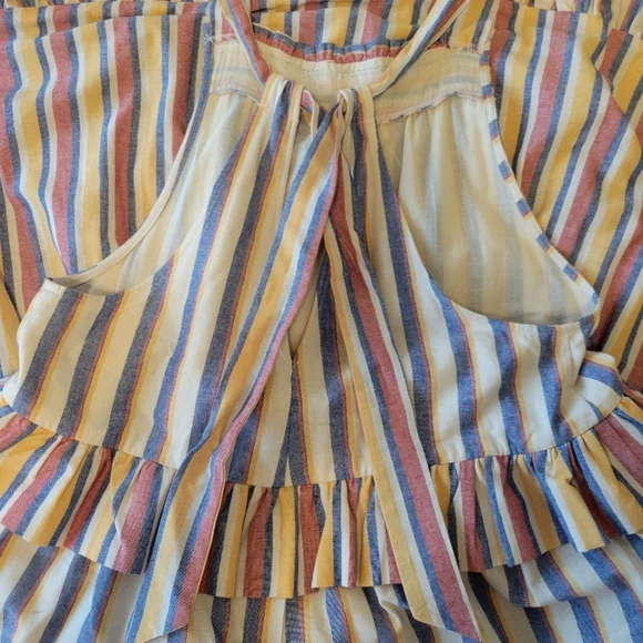 DAVI & DANI Tiered Lined Striped Ruffle Maxi Dress Oversized Adjustable Straps - Picture 5 of 13